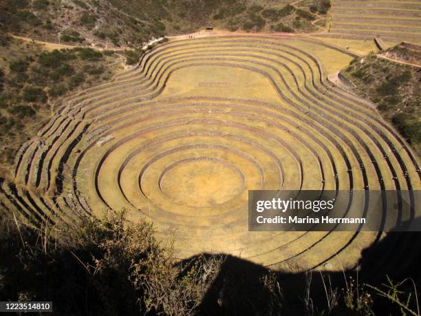 moray archaeological site (in peru) - moray inca ruin stock pictures, royalty-free photos & images