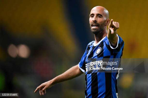 Borja Valero of FC Internazionale gestures during the Serie A football match between Parma Calcio and FC Internazionale. FC Internazionale won 2-1...