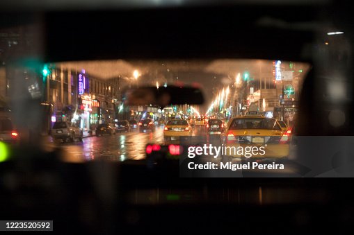 Yellow cab in New York on a rainy day Yellow cab in New York on a rainy day