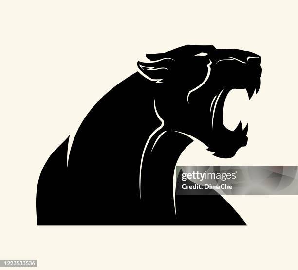 ilustrações de stock, clip art, desenhos animados e ícones de black leopard, panther, or jaguar vector silhouette - black leopard