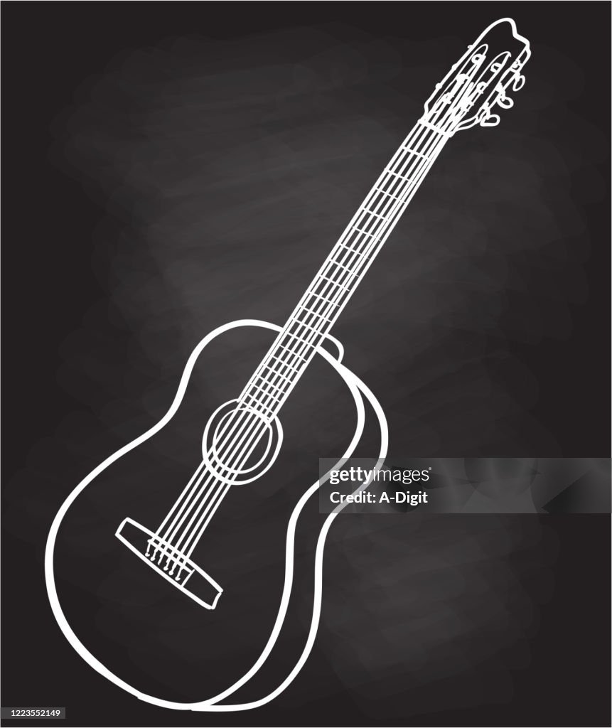 Acoustic Guitar Icon Chalkboard