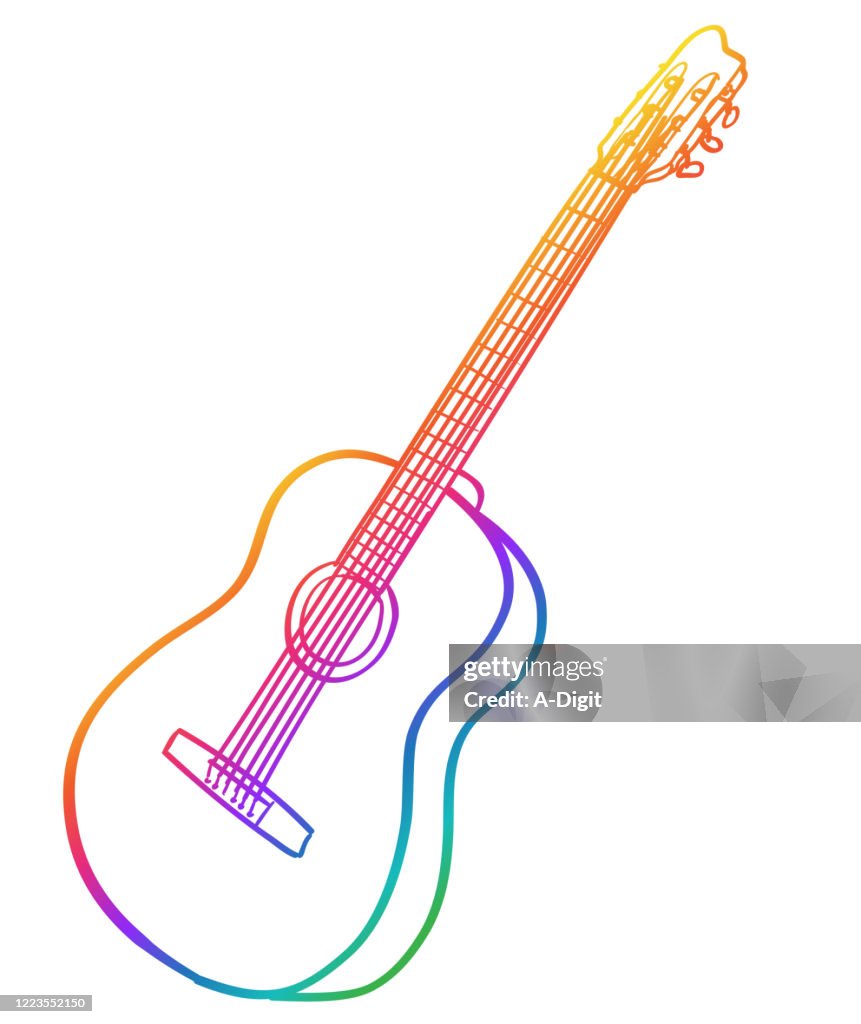 Acoustic Guitar Icon Rainbow