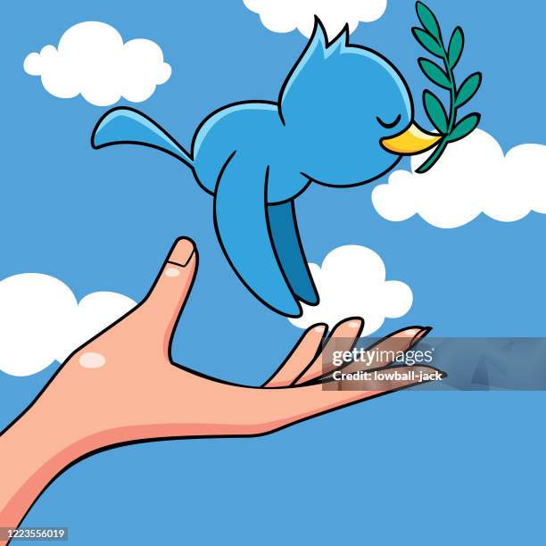 a blue peace dove released - equity release stock illustrations