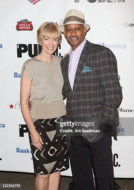 Jeannie Santiago and actor Ruben Santiago-Hudson attend the opening night celebration for "The Winter's Tale" at Shakespeare in the Park at the...