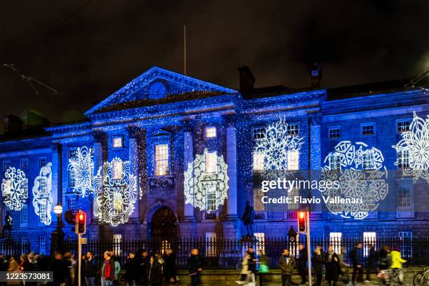 dublin, ireland - trinity college at christmas - trinity college dublin stock pictures, royalty-free photos & images