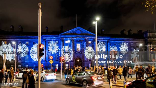 dublin, ireland - trinity college at christmas - trinity college dublin stock pictures, royalty-free photos & images