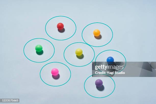 conceptual image of social distancing - infectious disease contact diagram stock pictures, royalty-free photos & images