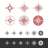 Set Compass Rose Icon Logo Template Illustration Design. Vector EPS 10.