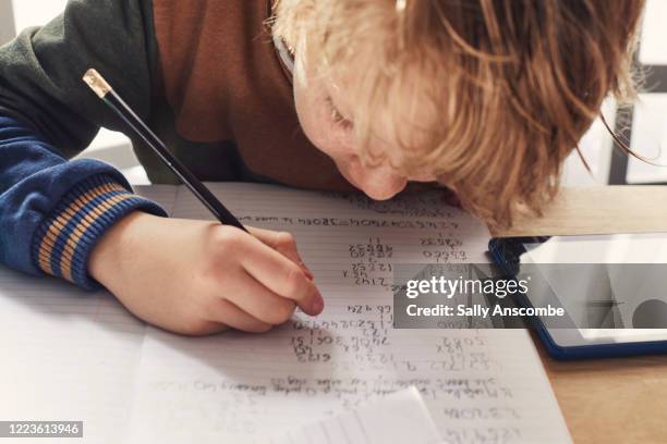 child homeschooling - kid homework stock pictures, royalty-free photos & images