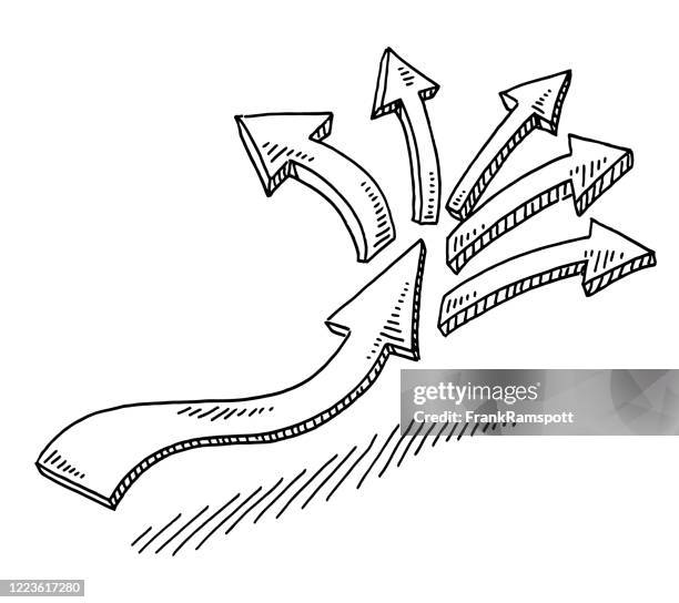 dynamic arrows symbol drawing - frank ramspott arrow stock illustrations