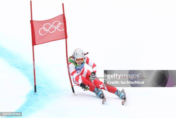 Fabienne Suter of Switzerland competes during the Ladies Giant Slalom second run on day 14 of the Vancouver 2010 Winter Olympics at Whistler...