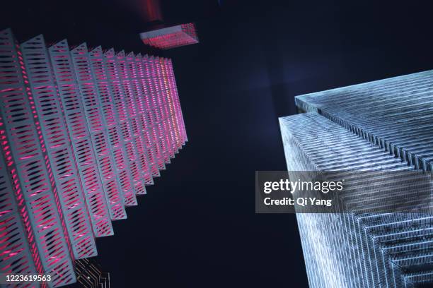 low angle view of skyscrapers in shanghai - buildings looking up stock pictures, royalty-free photos & images