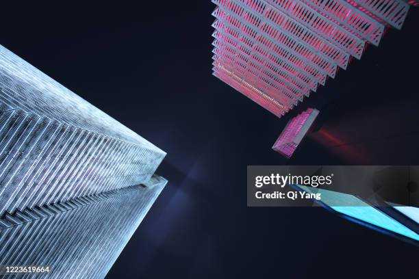 low angle view of skyscrapers in shanghai - new viewpoint stock pictures, royalty-free photos & images