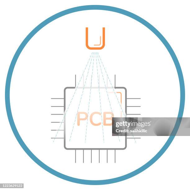 (printed circuit board) pcb conformal coating editable vector icon - spray nozzle stock illustrations