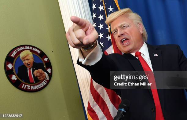 Actor, comedian and writer John Di Domenico poses while recording videos as U.S. President Donald Trump for the Cameo personalized message website on...