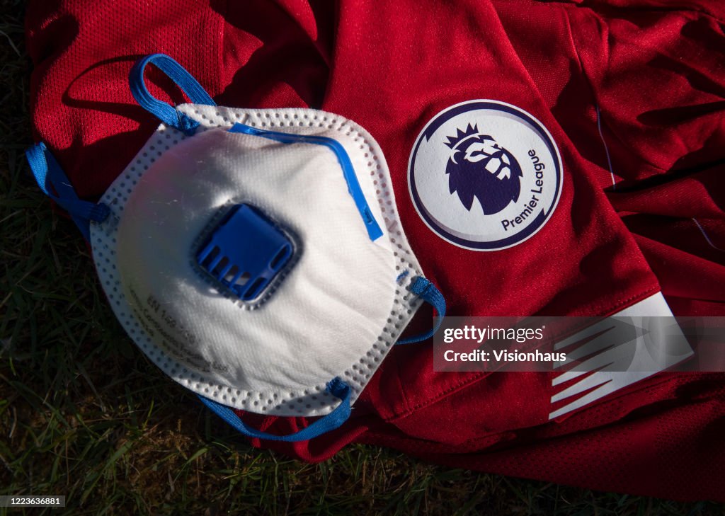 The Premier League Logo with a Protective Face Mask