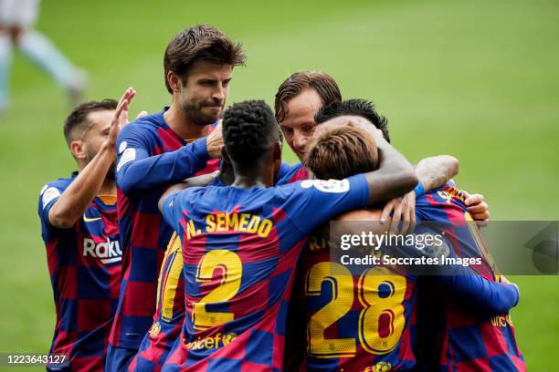 Jordi Alba of FC Barcelona, Gerard Pique of FC Barcelona, Ansu Fati of FC Barcelona, Nelson Semedo of FC Barcelona, Ivan Rakitic of FC Barcelona,...