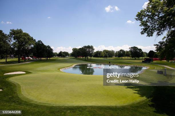 General view of the green at the Detroit Golf Club during the practice session for the Rocket Mortgage Classic on June 30, 2020 in Detroit, Michigan.