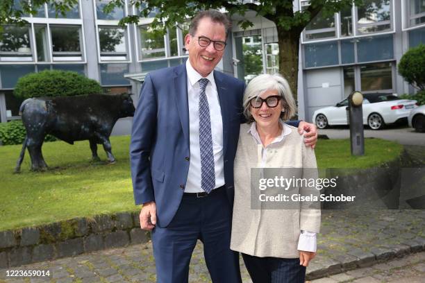Minister Dr. Gerd Mueller and Stefanie Czerny during the Bunte New Faces Talk on June 22, 2020 at Arabella Studio in Munich, Germany.