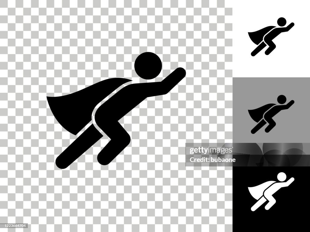 Superhero Icon on Checkerboard Transparent Background