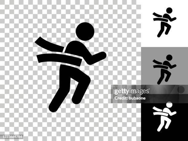 winning race icon on checkerboard transparent background - trail runner stock illustrations