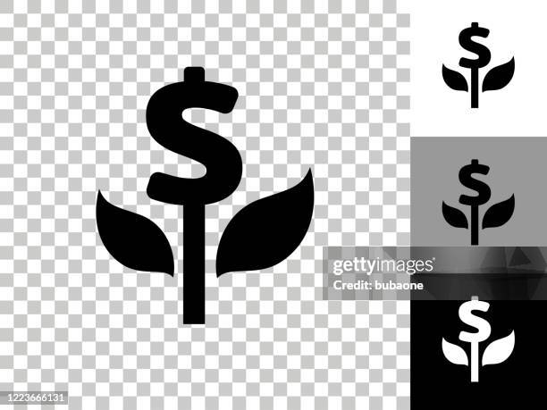 money tree icon on checkerboard transparent background - tree transparent background stock illustrations
