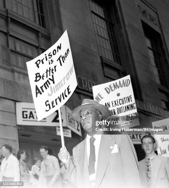 President of the Board of Sleeping Car Porters and Chairman of the League for Non-Violent Civil Disobedience against Military Segregation A. Philip...