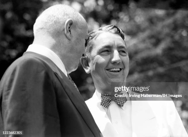 Former United States Postmaster General James A. Farley talks with United States Attorney General Thomas C. Clark during the Democratic National...