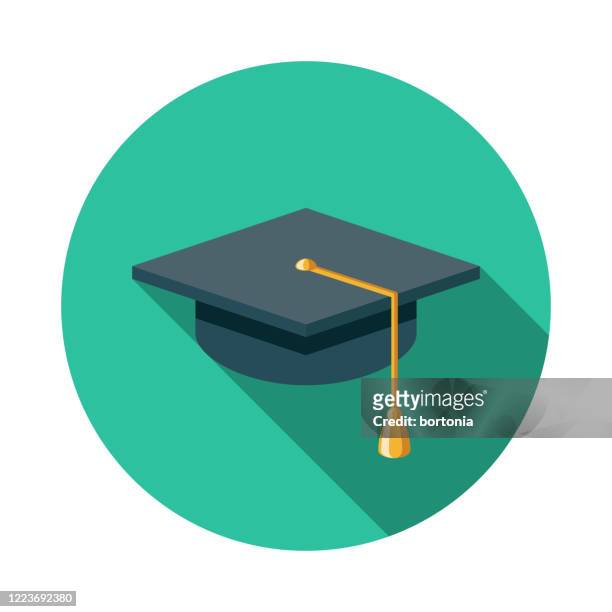graduation mortarboard e-learning icon - hat stock illustrations