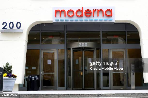 View of Moderna headquarters on May 08, 2020 in Cambridge, Massachusetts. Moderna was given FDA approval to continue to phase 2 of Coronavirus...