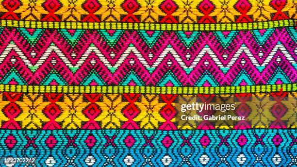 colorful textiles from san cristobal de las casas, chiapas - mexican textile stock pictures, royalty-free photos & images