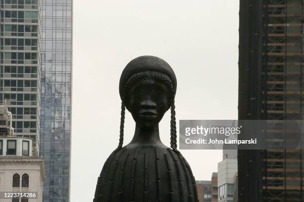 Simone Leigh's 'Brick House' statue is seen on the closed High Line as the U.S. Begins to reopen on May 08, 2020 in New York City. COVID-19 has...