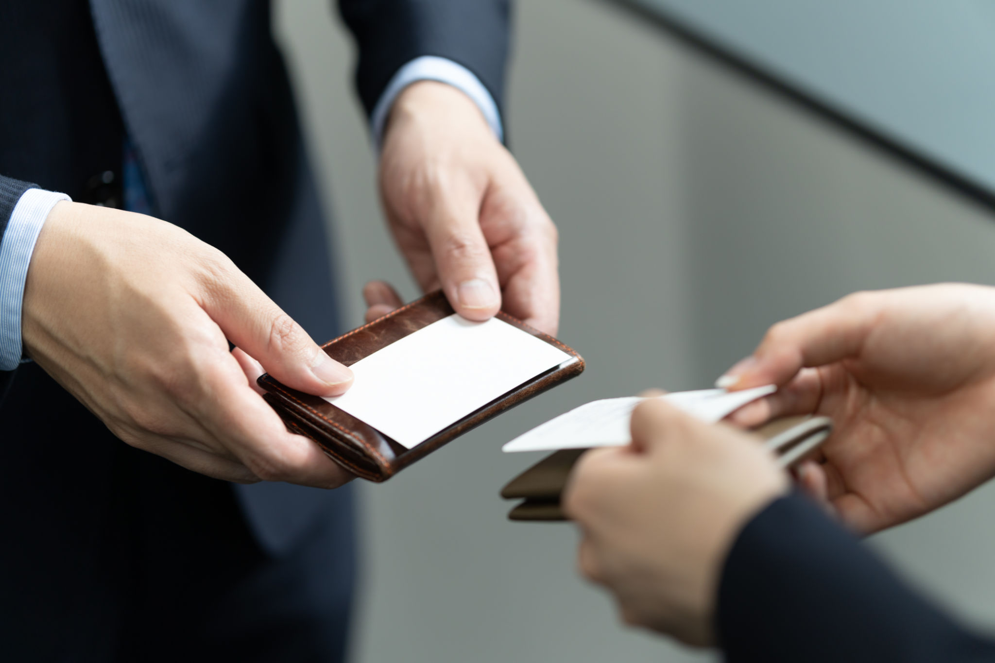 exchanging business cards