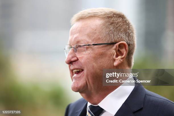 President of the Australian Olympic Committee John Coates speaks to the media following the Australian Olympic Committee Annual General Meeting on...