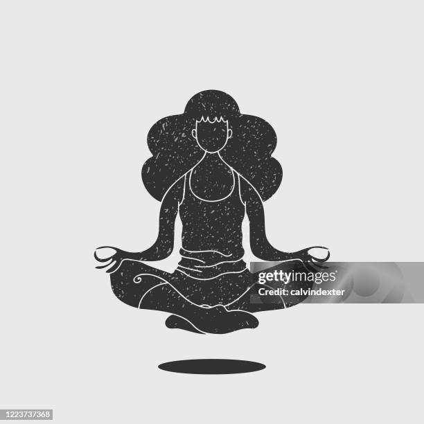 young adult woman doing yoga silhouette illustration - zen like stock illustrations