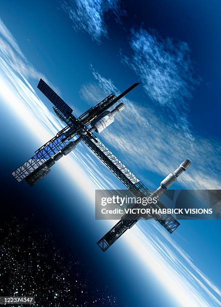 space station, artwork - space station stock illustrations