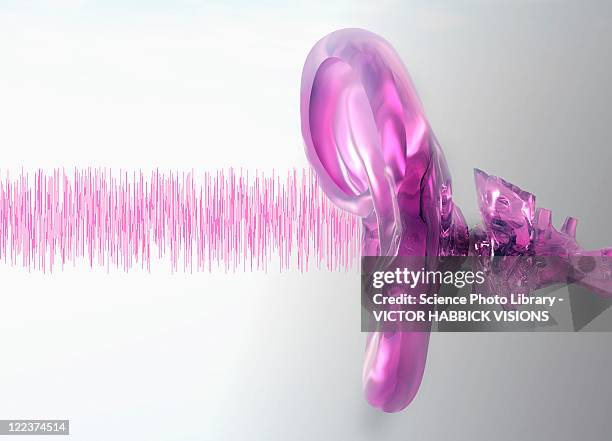 stockillustraties, clipart, cartoons en iconen met white noise, conceptual artwork - human ear