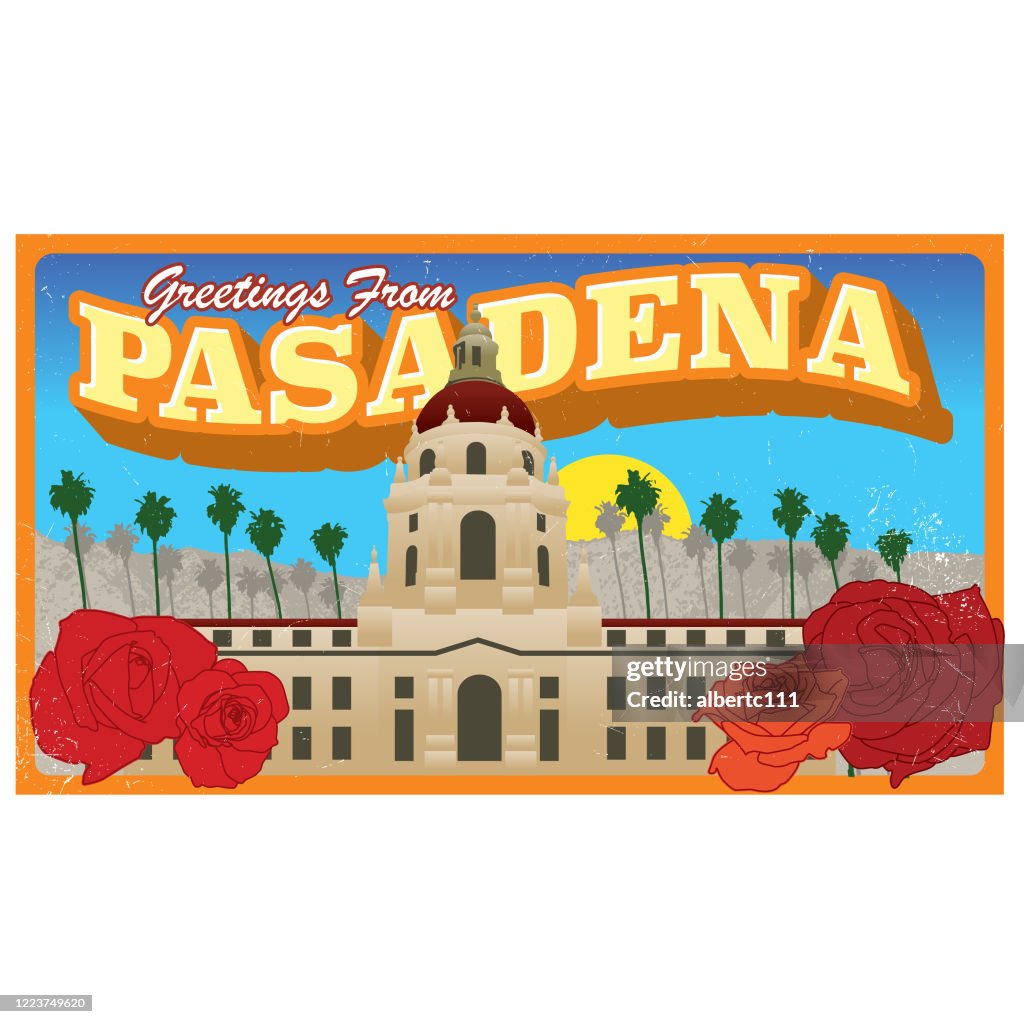 Cartão postal retrô de Pasadena Califórnia