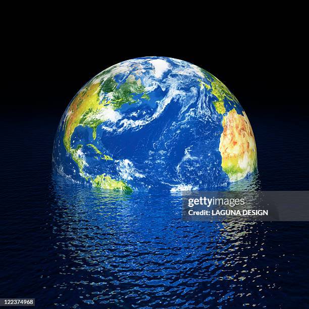 ilustraciones, imágenes clip art, dibujos animados e iconos de stock de rising sea levels, conceptual artwork - vista de la tierra