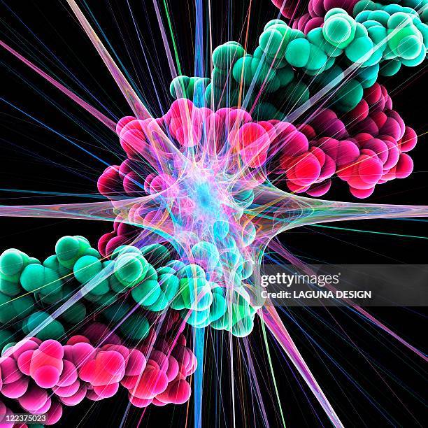 nerve cell and dna, artwork - stars dna stock illustrations