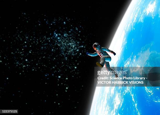 space walk, conceptual artwork - spaceman stock illustrations