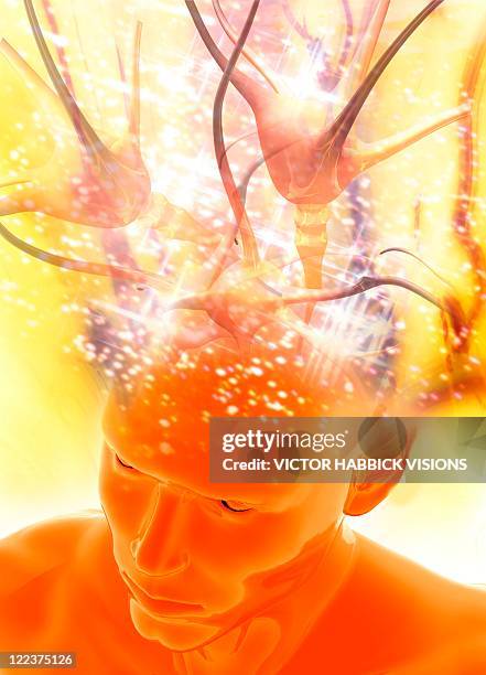 brain activity, conceptual artwork - eeg stock illustrations
