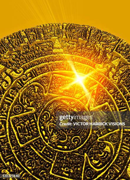 ilustraciones, imágenes clip art, dibujos animados e iconos de stock de aztec sun stone, artwork - calendario azteca