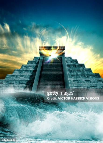 illustrazioni stock, clip art, cartoni animati e icone di tendenza di end of the world in 2012 conceptual image - civiltà maya