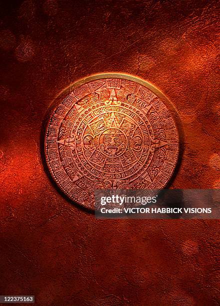 aztec sun stone, artwork - aztec calendar stone stock illustrations