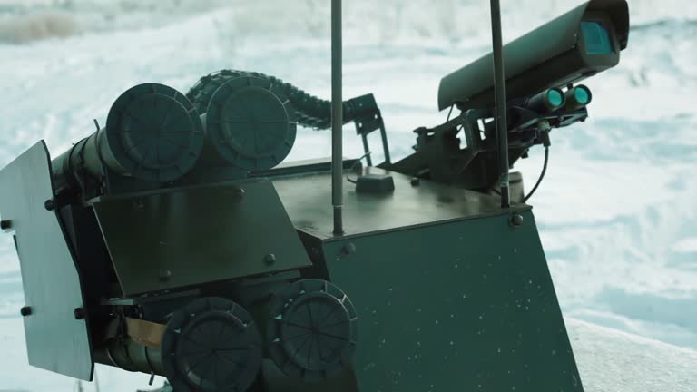 Remote Control Army Rfobot Remote controlled military tracked robot. Sophisticated, modern vehicle ...