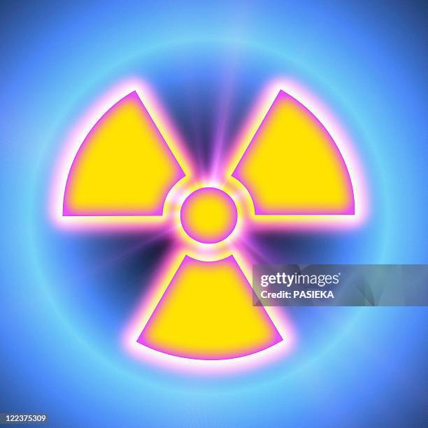 radiation warning sign - radiation symbol stock illustrations