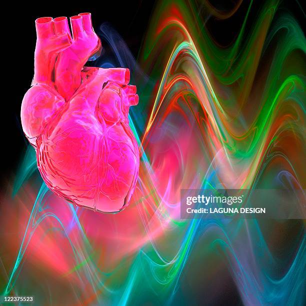 human heart, artwork - rhythm stock illustrations
