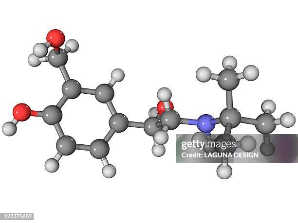 salbutamol asthma drug molecule - inhaler stock illustrations