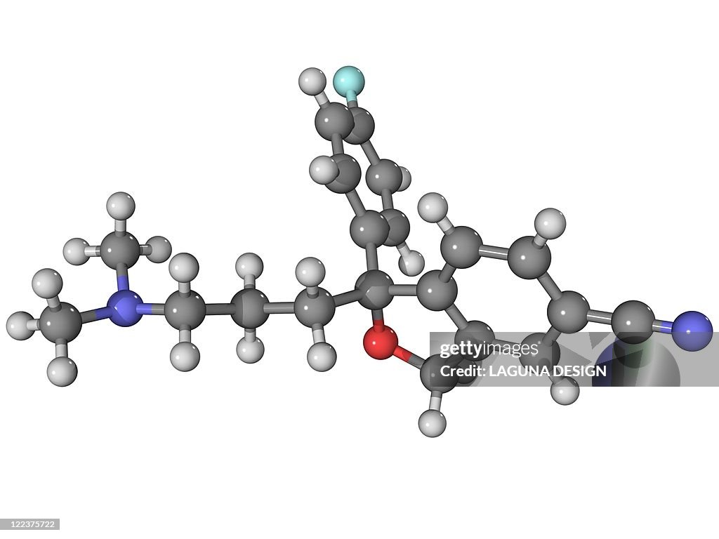 Citalopram antidepressant drug molecule